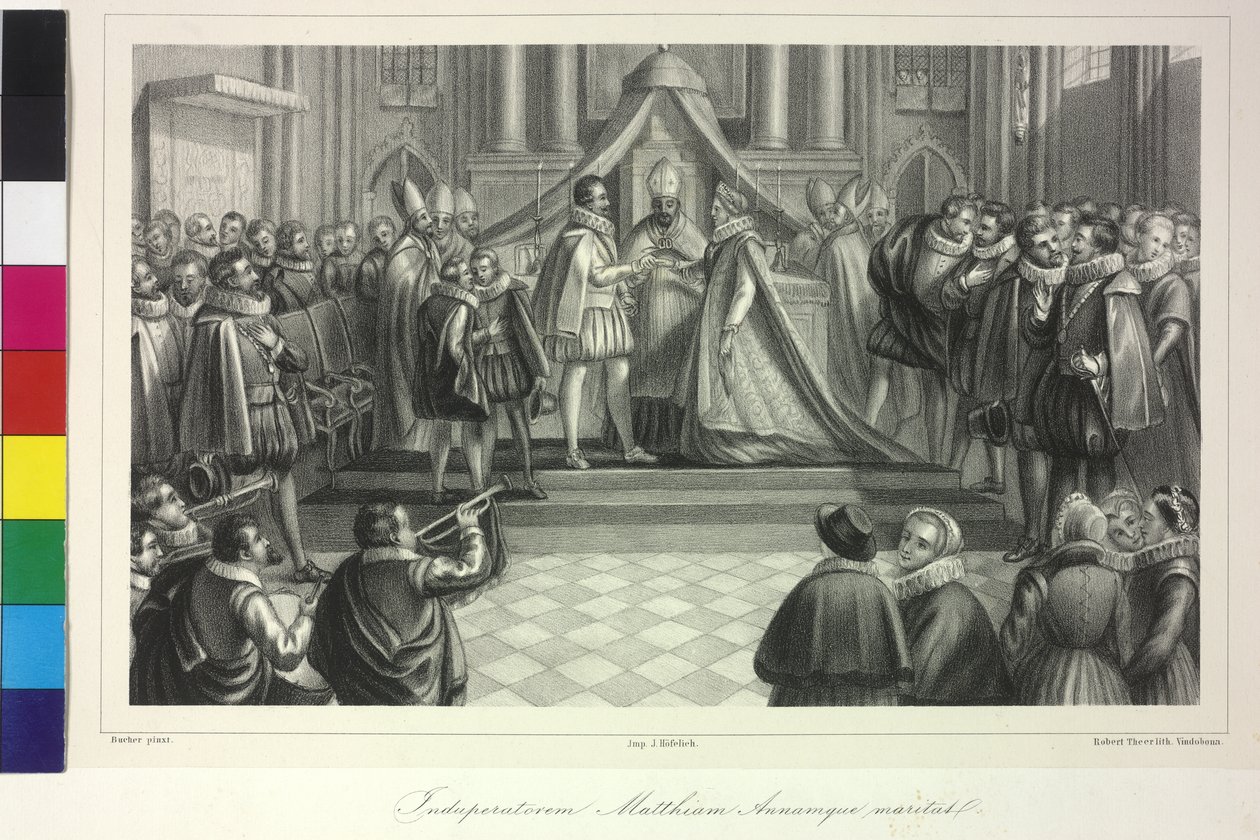 Wedding of King Matthew I with Archduchess Anna by Cardinal Franz of Dietrichstein on 4th December 1611 by Artist Unknown
