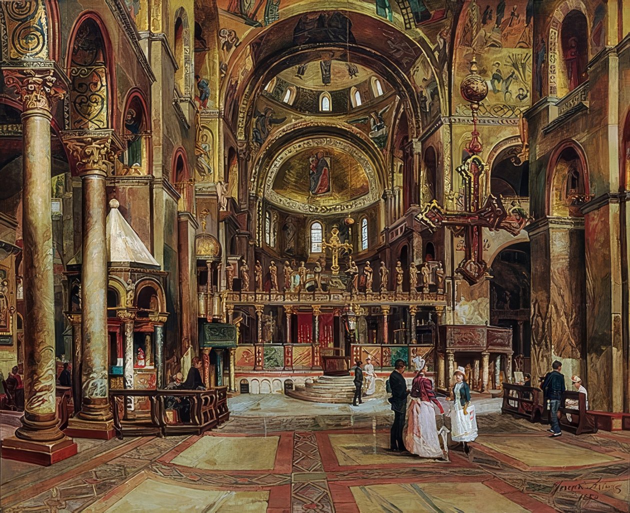 Inside the Basilica di San Marco, Venice by Arturo Ferrari