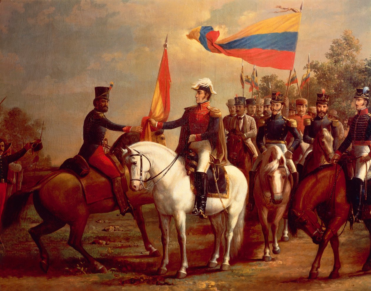 Simon Bolivar Honoring the Flag After Battle of Carabobo, June 24 by Arturo Michelena