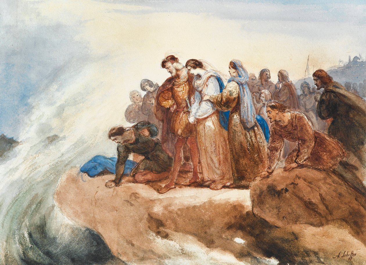 Illustration for the ballad Der Taucher by Friedrich Schiller by Ary Scheffer