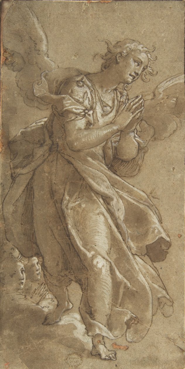 A Standing Angel and Two Cherubs by Ascribed to Federico Zuccaro.