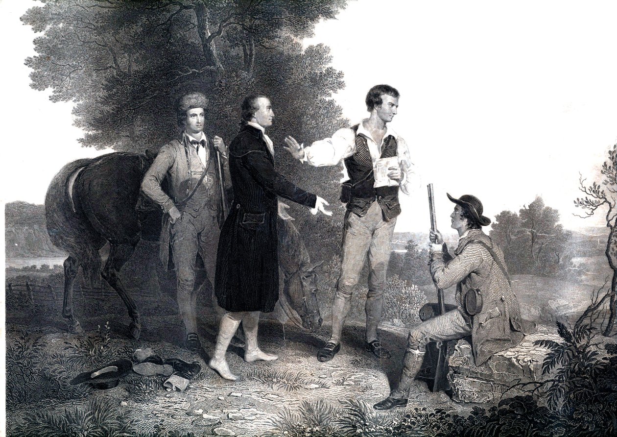 The Capture of British Spy Major John Andre (engraving) by Asher Brown (after) Durand