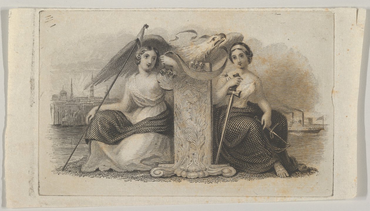 Banknote Vignette with Female Figures Representing Liberty and Justice by Asher Brown Durand.