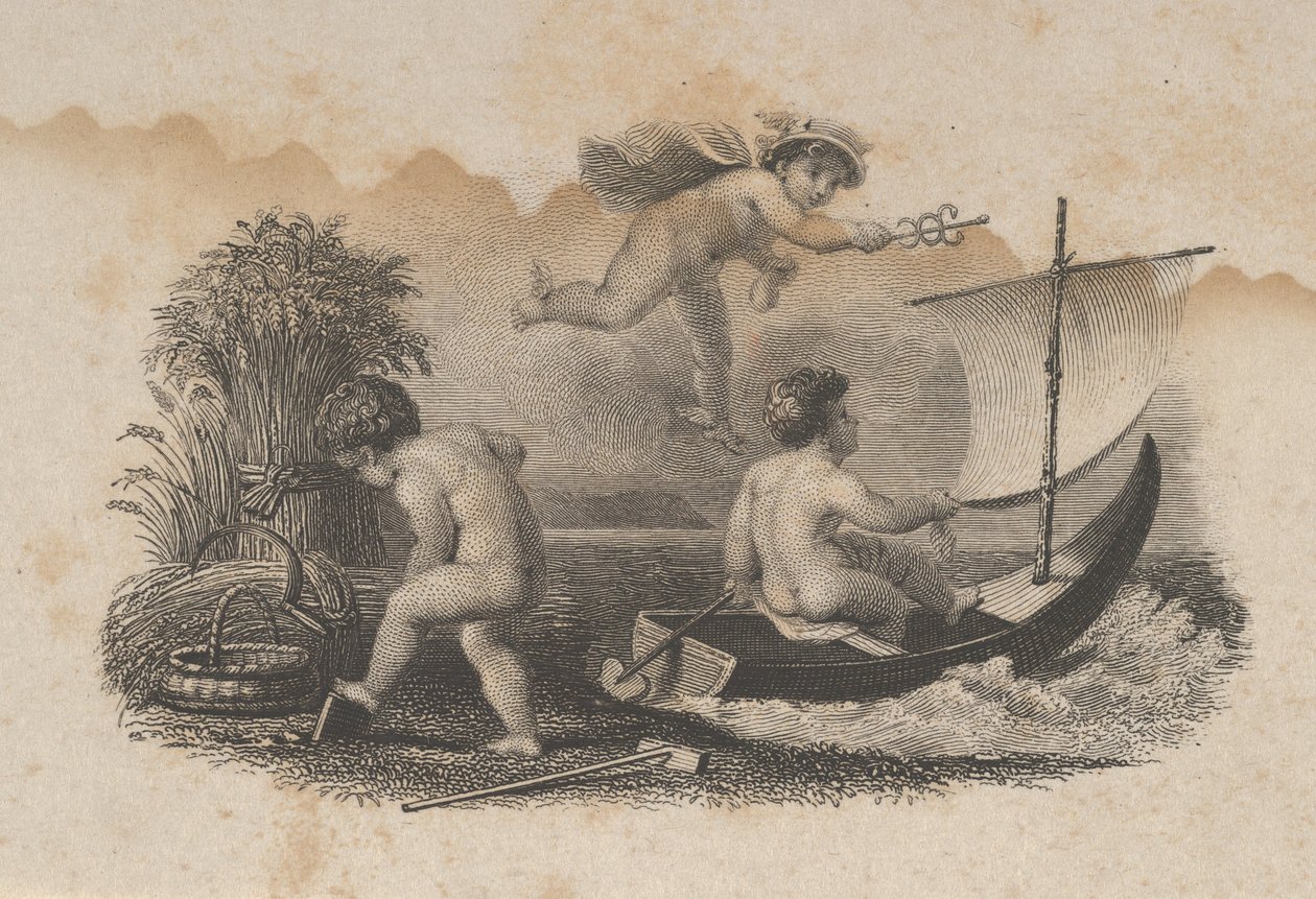Banknote Vignette with Three Putti Symbolizing Trade and Agriculture, ca. 1824-37 by Asher Brown Durand.