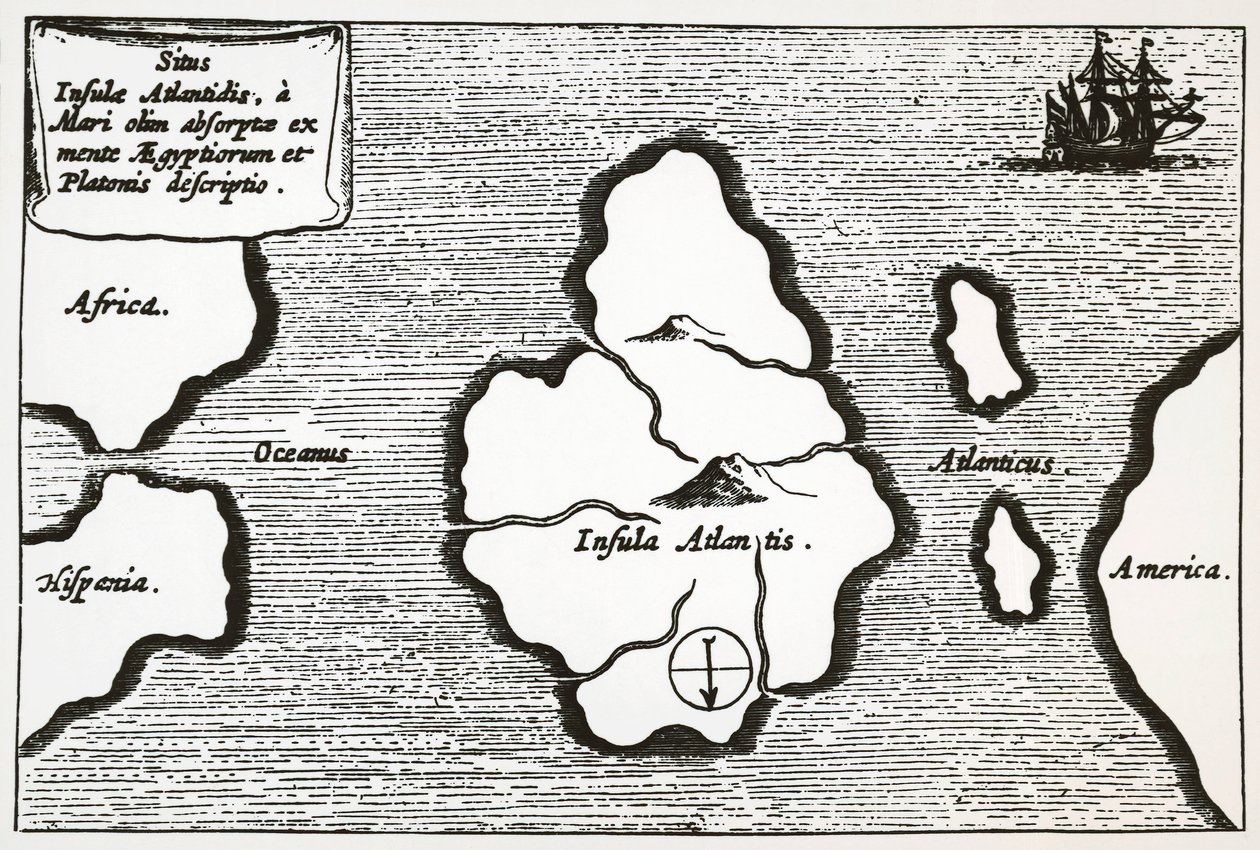 Map of Atlantis, from 'Mundus Subterraneus'