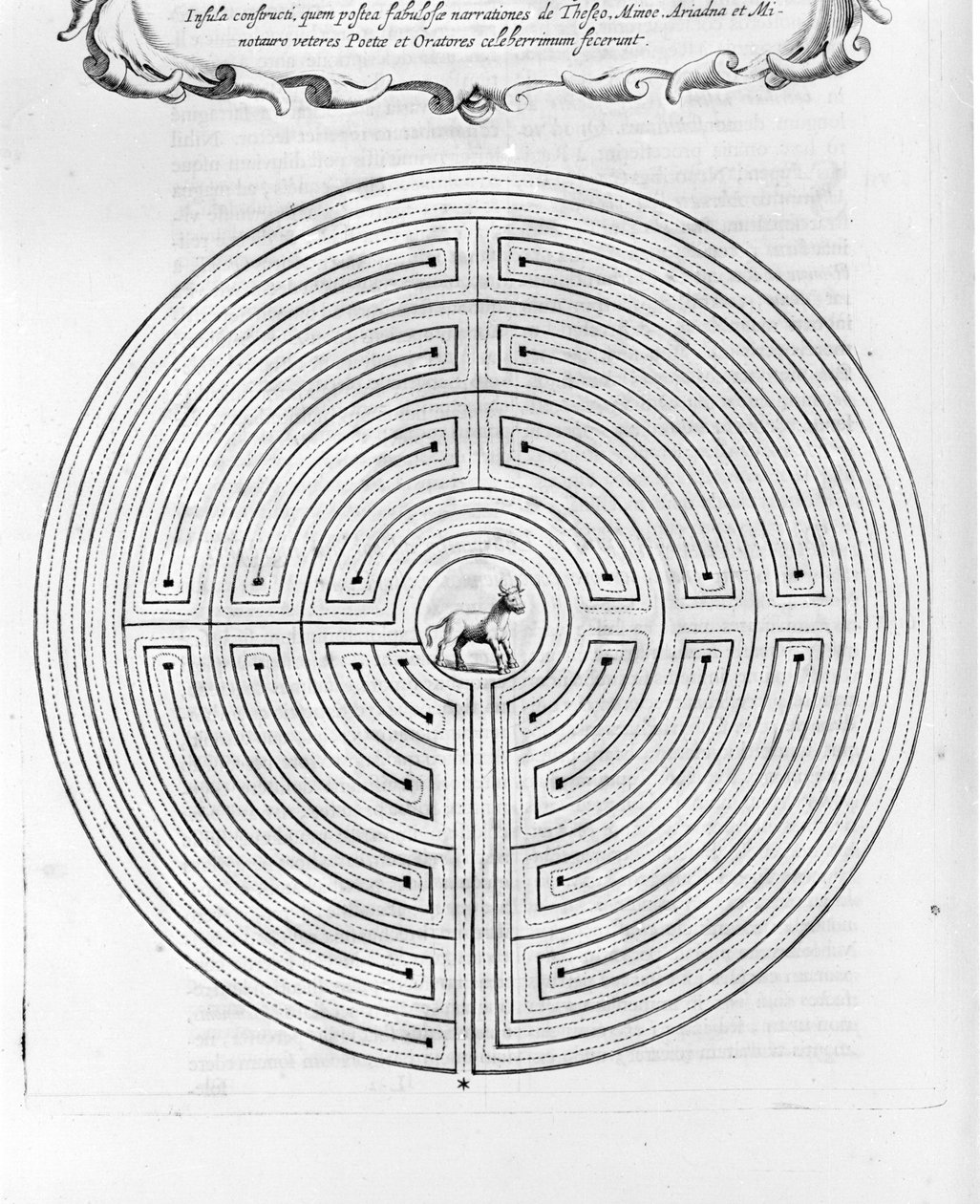 The Maze of Cnossos Designed by Dedale - In the Center is the Minotaur - 