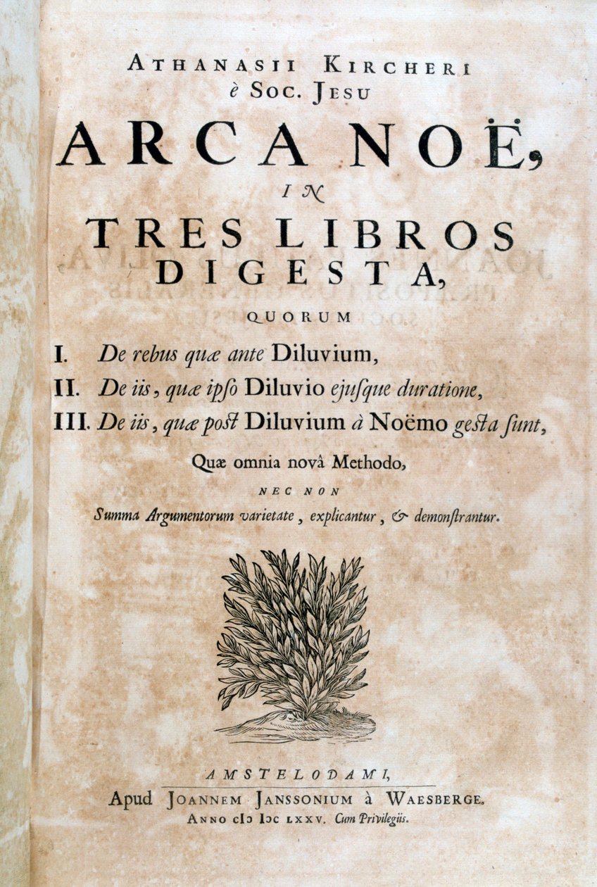 Title page of Arca Noe, 1675 by Athanasius Kircher