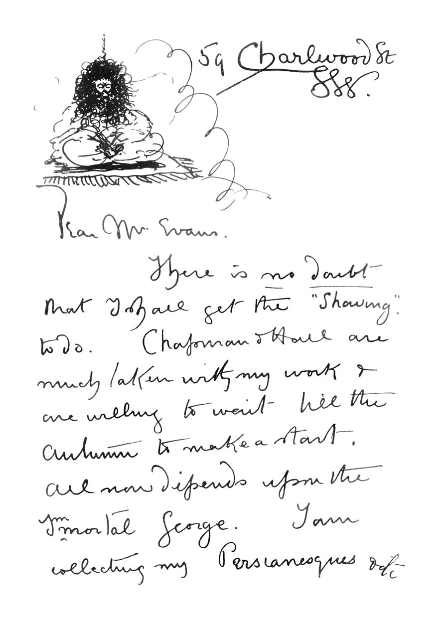 1st page of autograph letter to Frederick Evans, c.1893 by Aubrey Beardsley