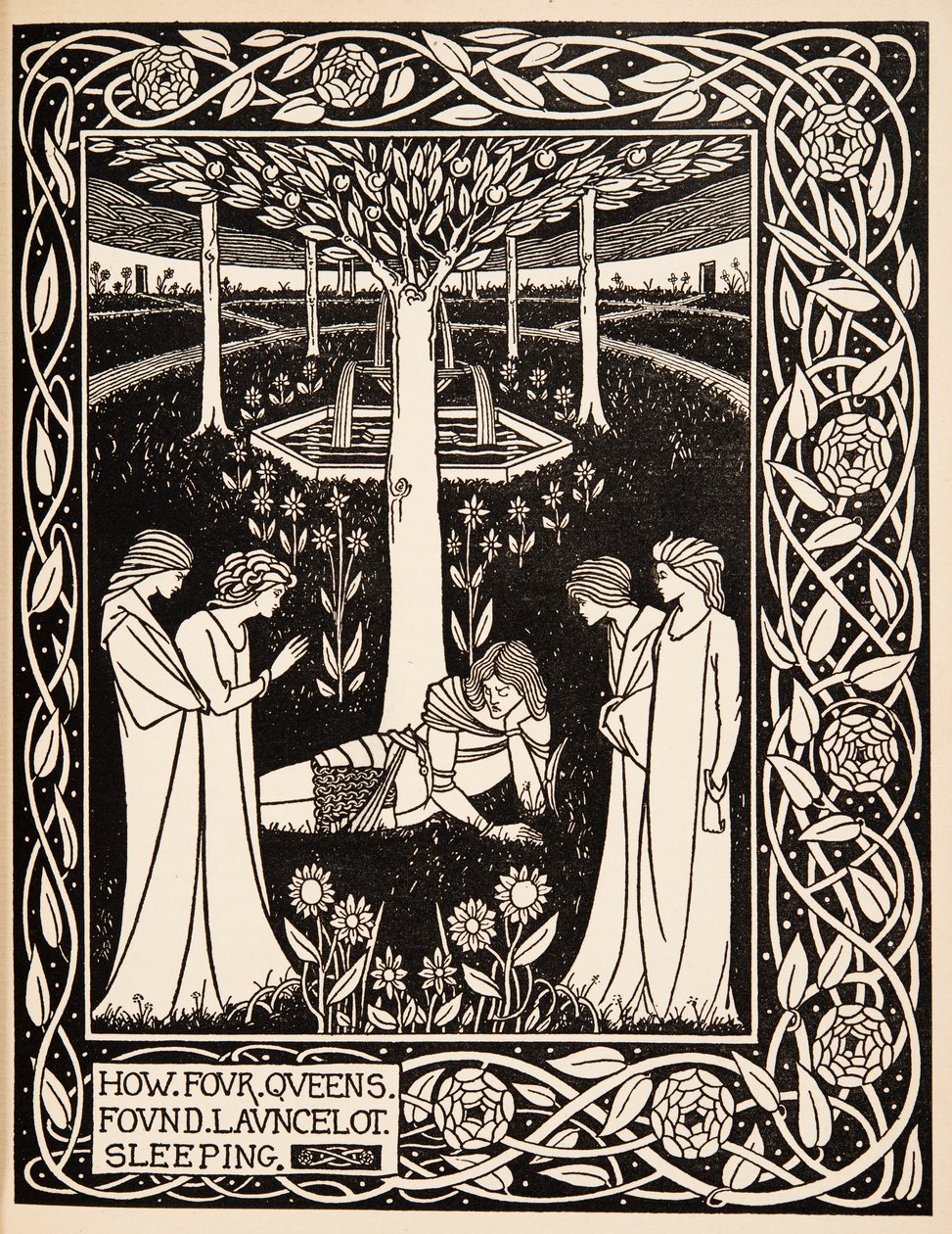 How Four Queens Found Launcelot Sleeping by Aubrey Beardsley