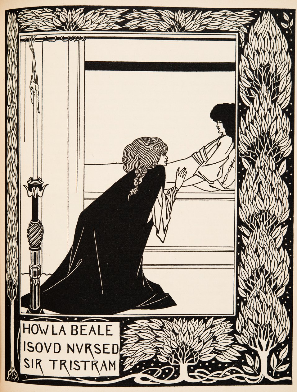 How La Beale Isoud Nursed Sir Tristram by Aubrey Beardsley