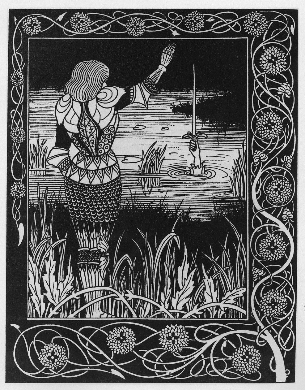 How Sir Bedivere Cast the Sword Excalibur into the Water, an illustration from 
