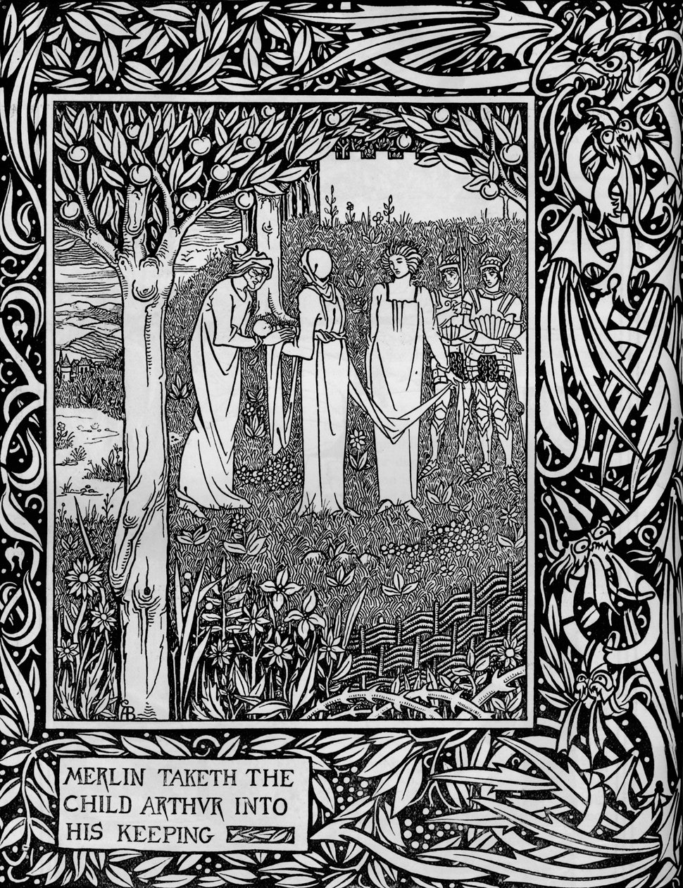 Merlin Taketh the Child Arthur into His Keeping by Aubrey Beardsley