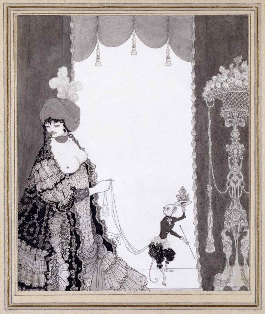 The Lady with the Monkey by Aubrey Beardsley