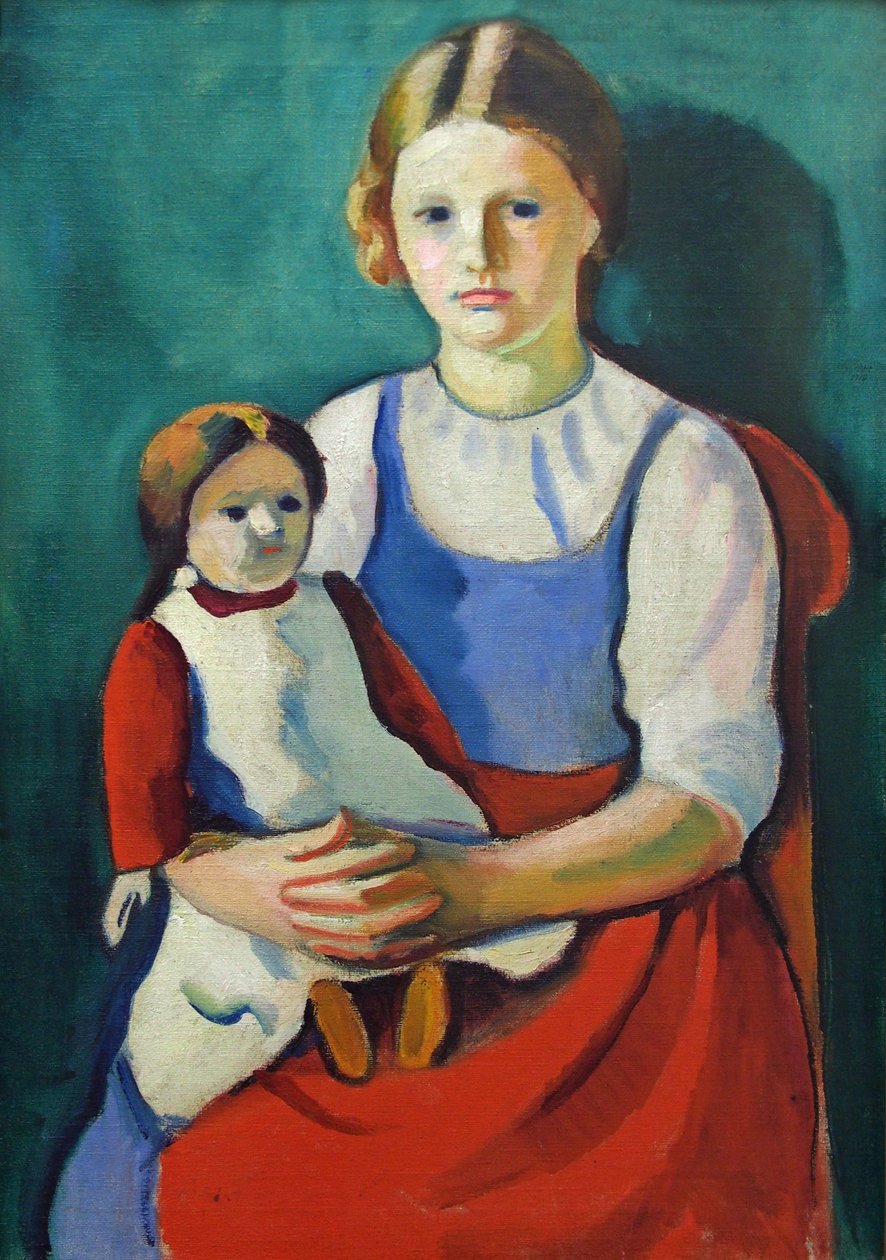 Blonde Girl with Doll by August Macke