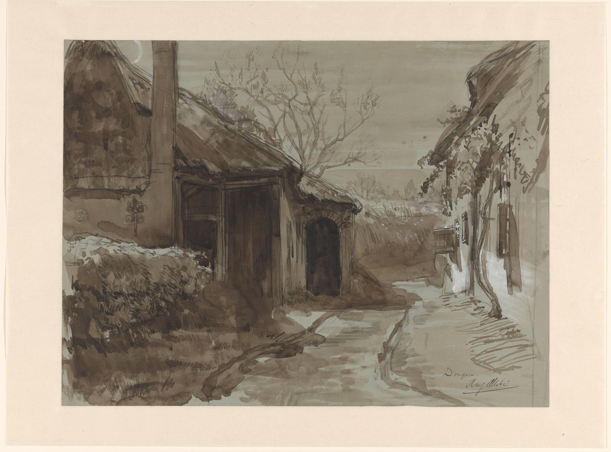 Village View in Dongen by August Allebe
