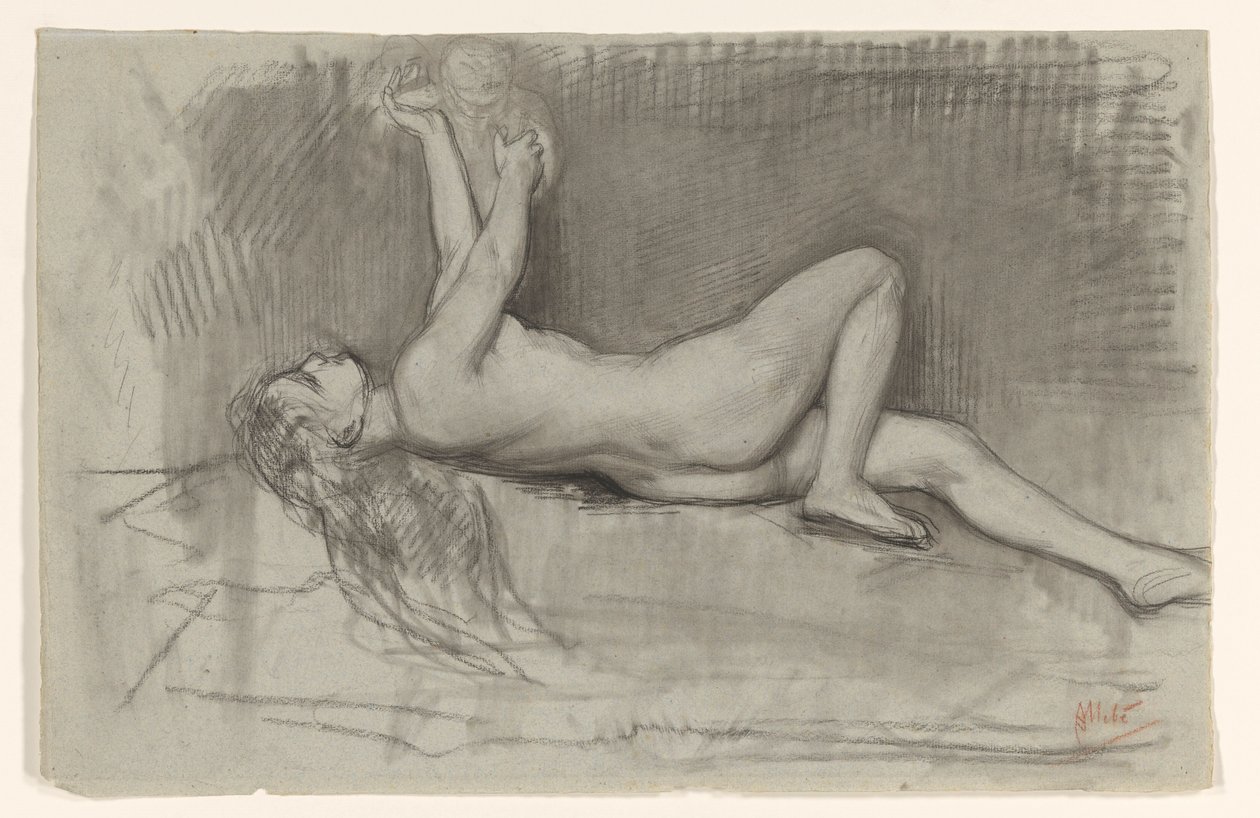 Nude Study of a Reclining Woman by August Allebe