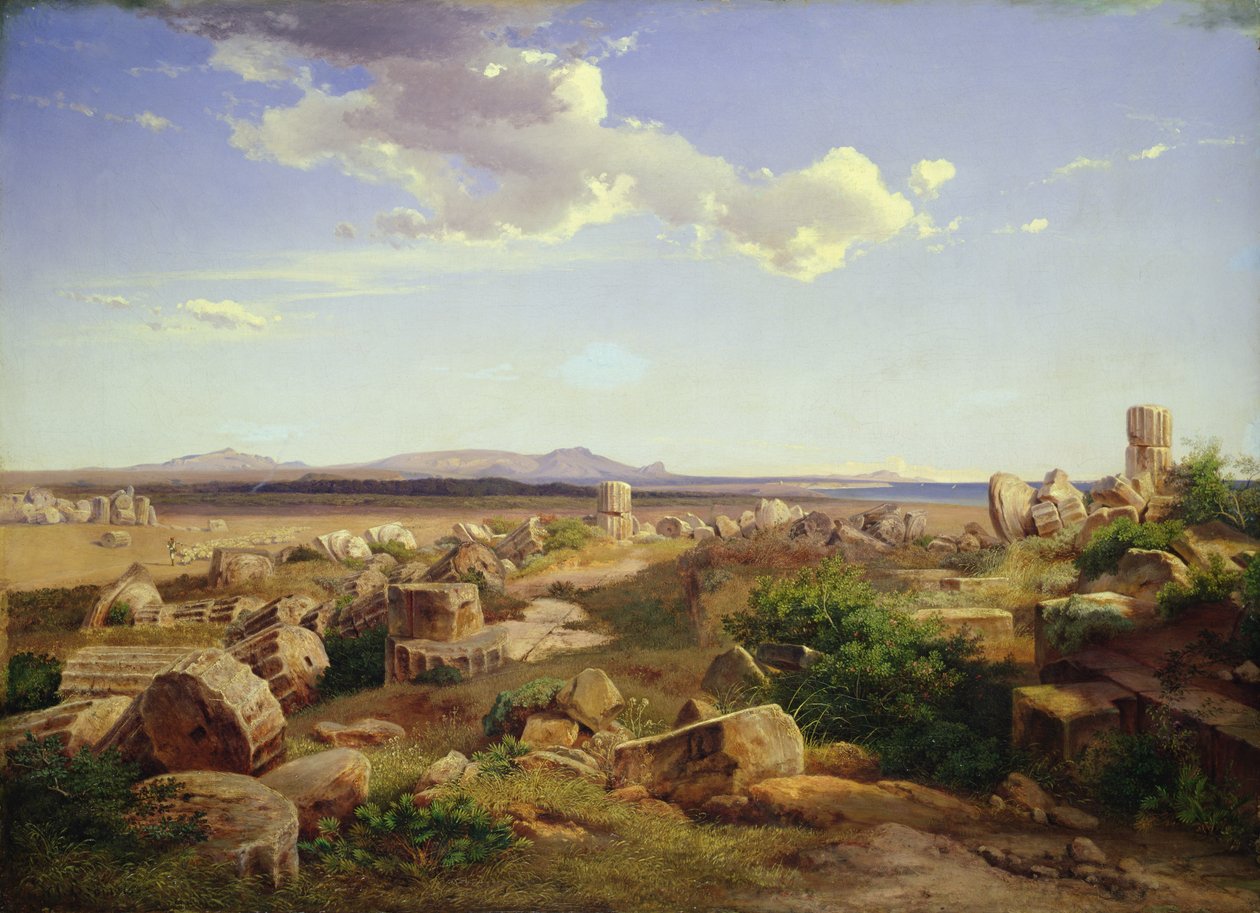 The Temple Ruins at Selinunte by August Bromeis