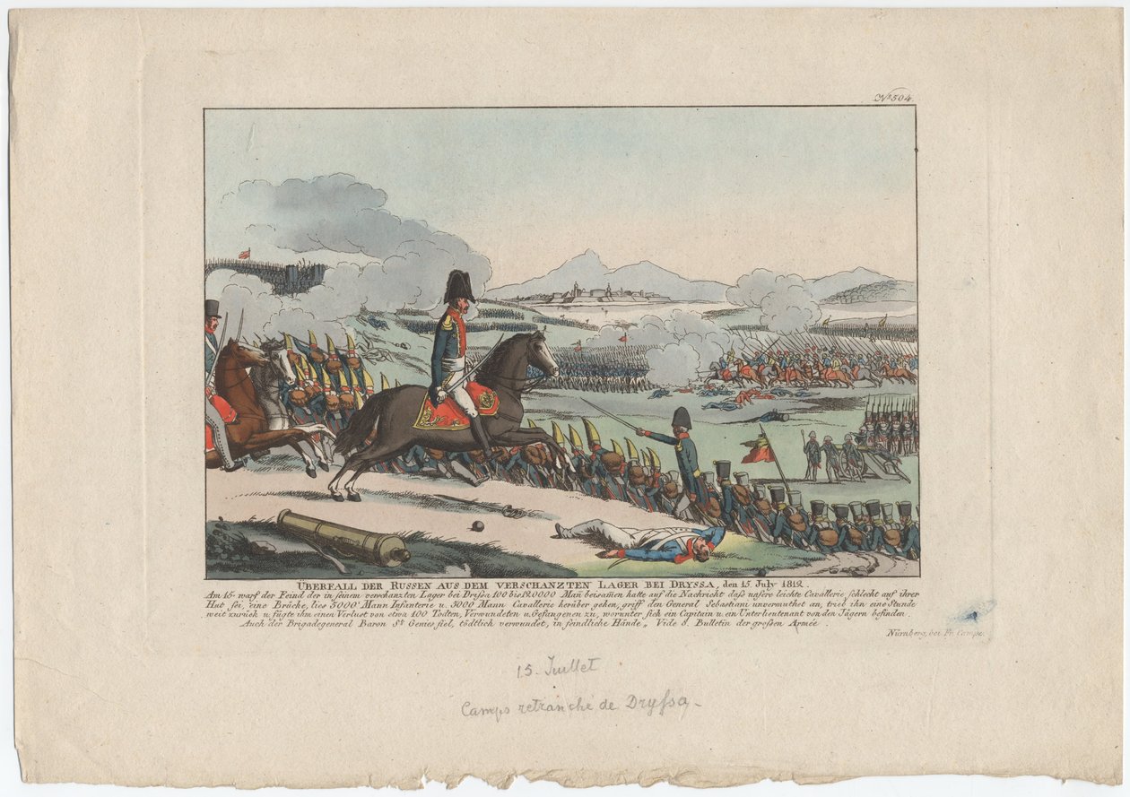 Russian attack from the entrenched camp at Dryssa on 15 July 1812 by August Friedrich Andreas Campe