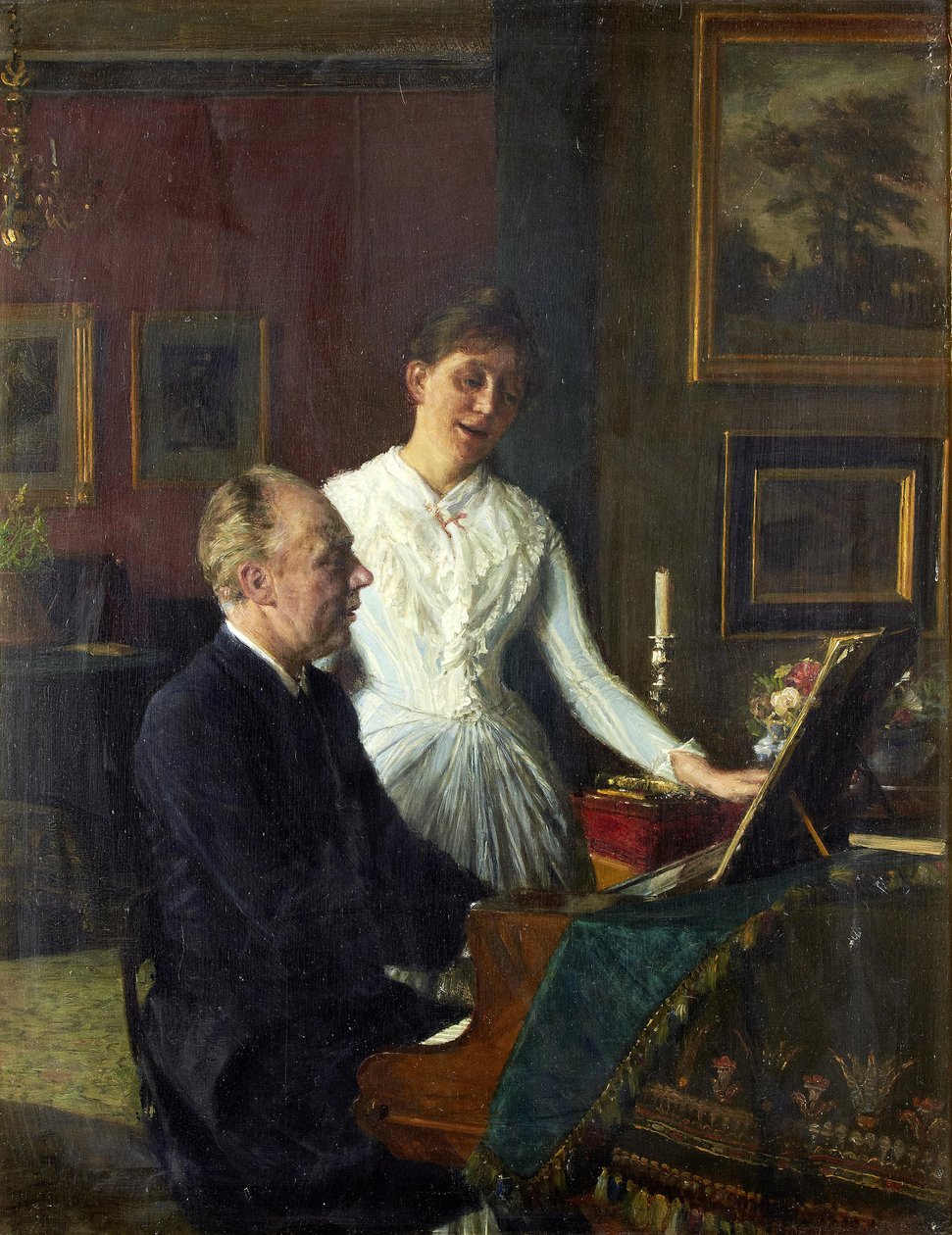 Actor Peter Jerndorff and His Wife Amalie at the Piano by August Jerndorff