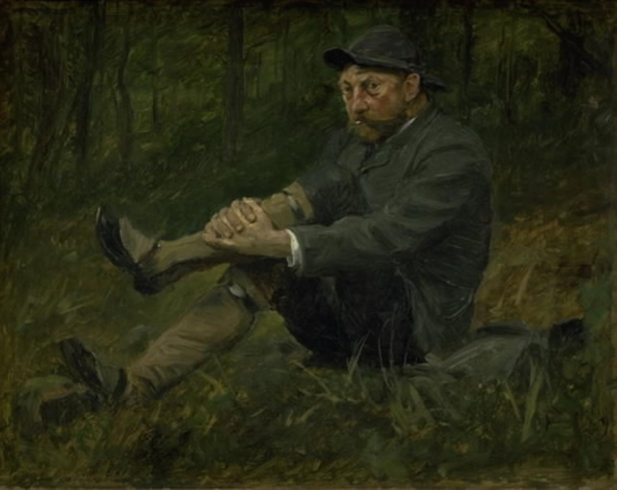 Architect Thorvald Bindesbøll in a Pine Forest at Kullen by August Jerndorff