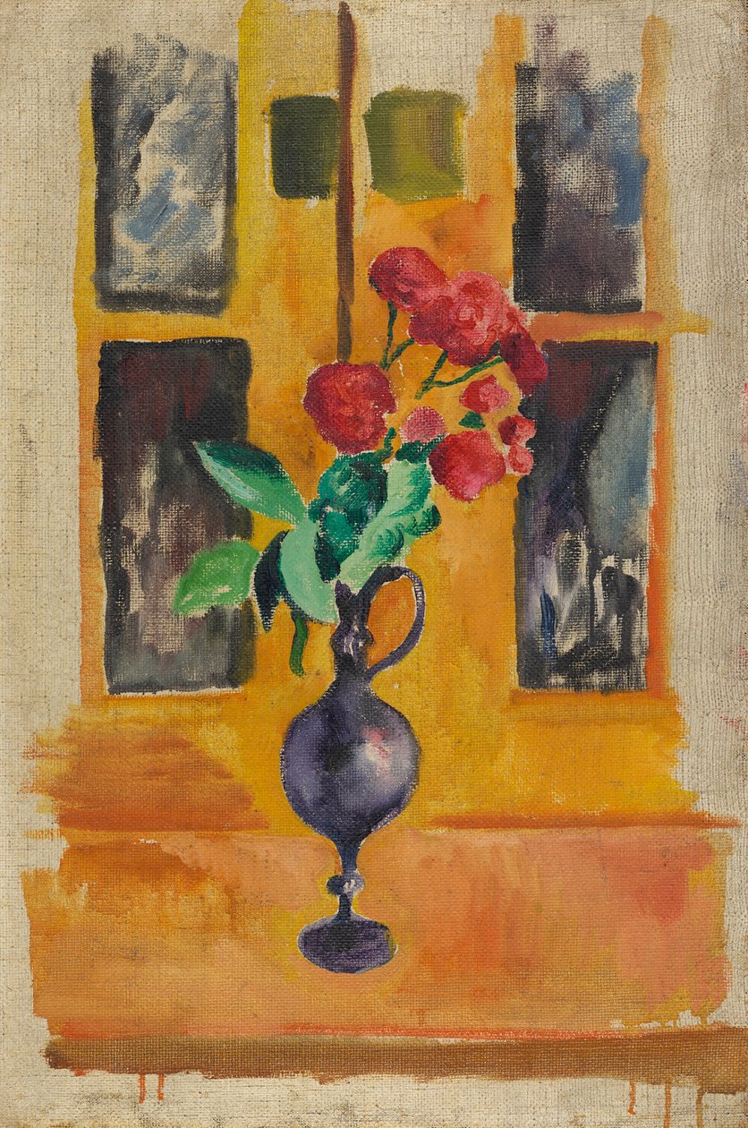Japanese Roses in Blue Glass by August Macke