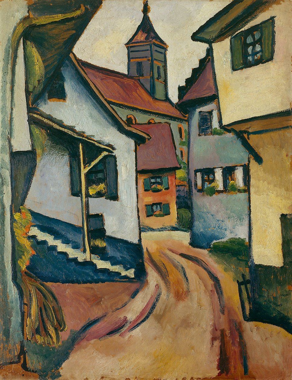 Street with Church in Kandern by August Macke