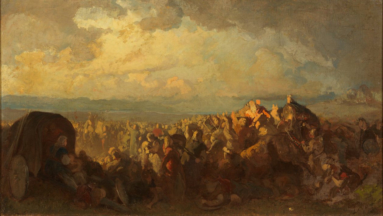 The Battle of Bråvalla. Study by August Malmström