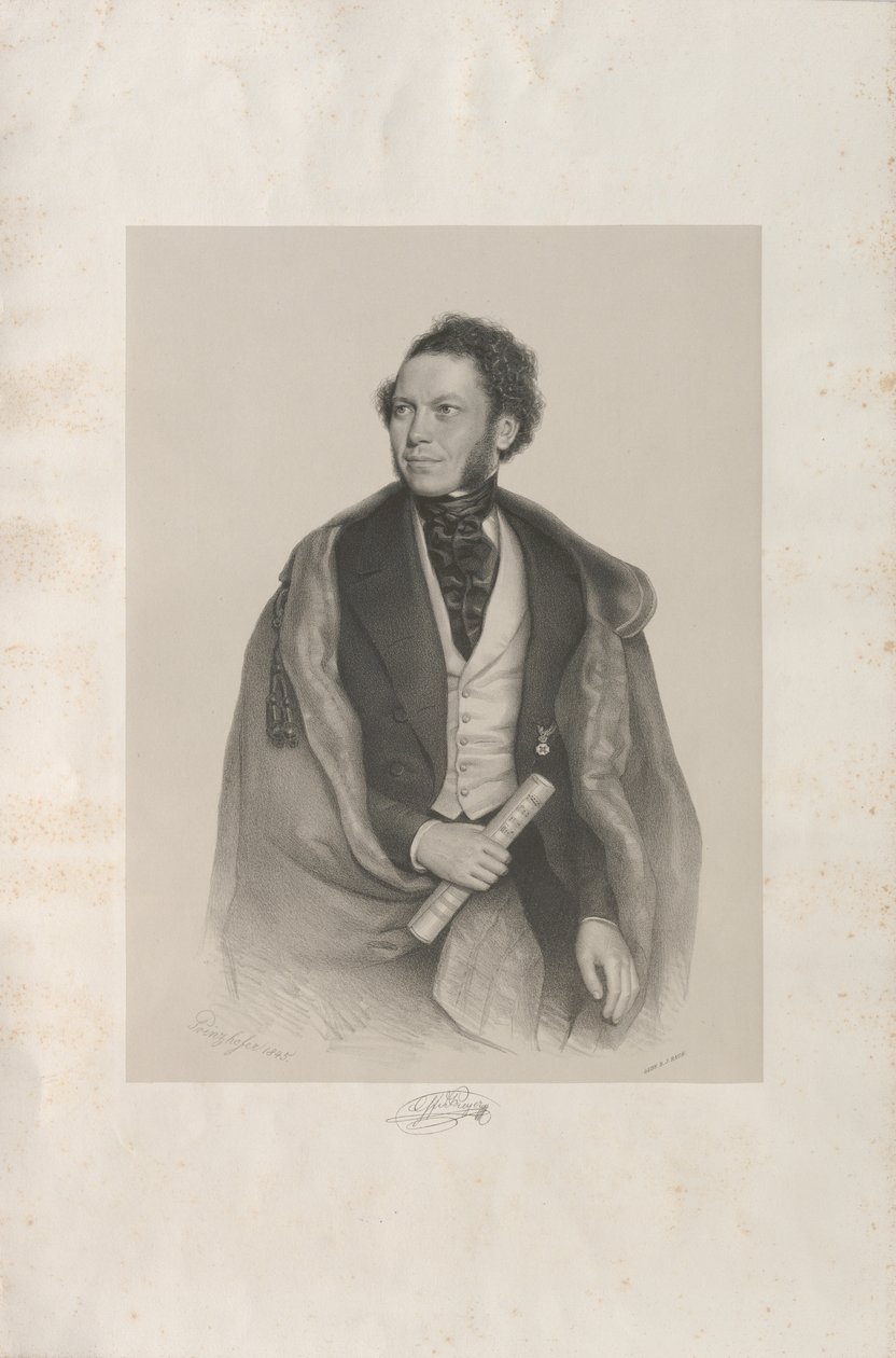 Portrait of the Composer and Conductor Gottfried von Preyer, 1845 by August Prinzhofer