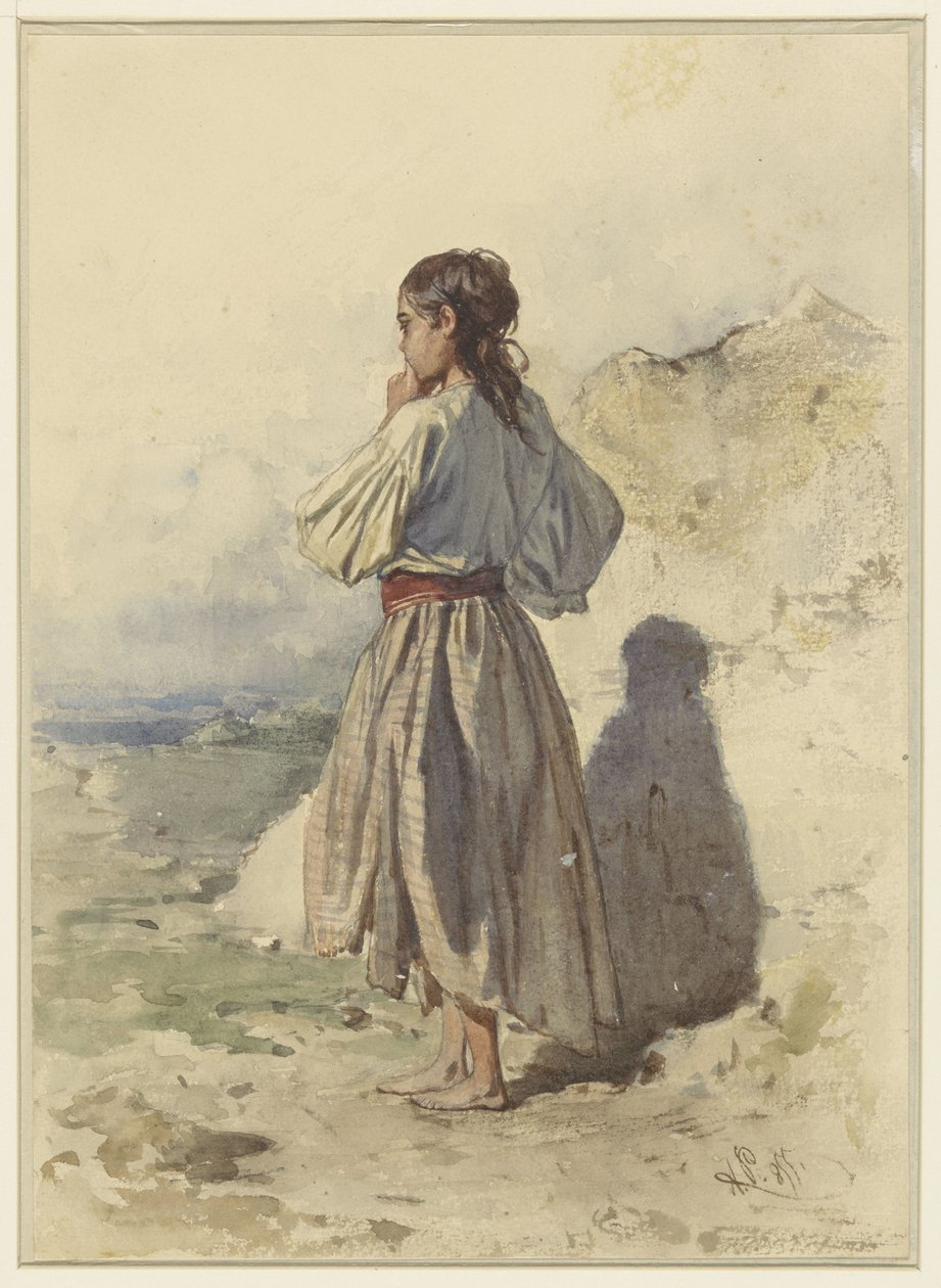 Hungarian Woman, Standing Three-Quarters to the Left, Seen from the Back by August Xaver Carl von Pettenkofen