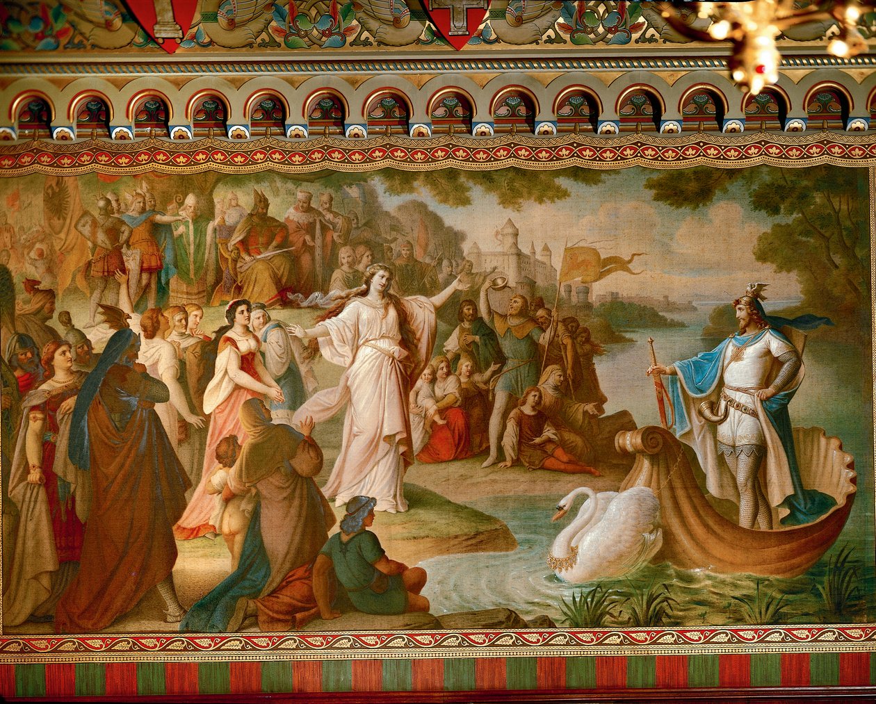 The Arrival of Lohengrin in Antwerp, from the Lohengrin Saga, Salon by August von Heckel