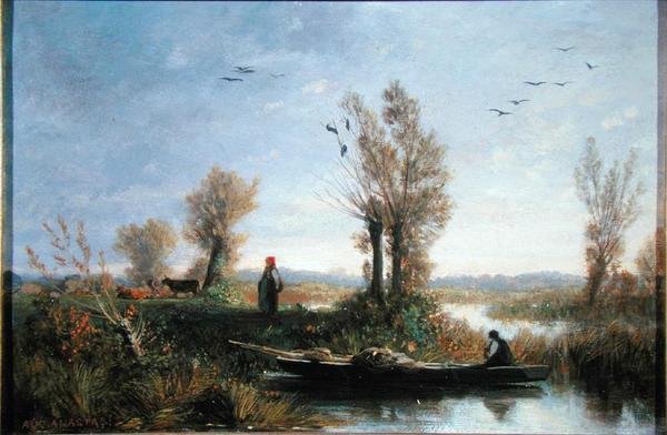 The Banks of a Canal by Auguste Paul Charles Anastasi