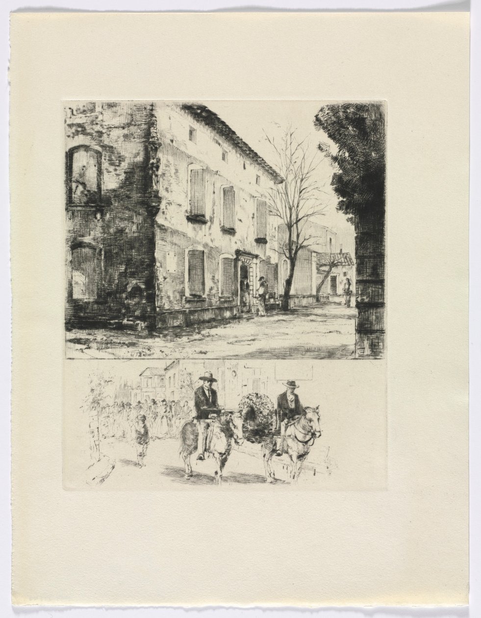 Frédéric Mistral: Memoirs and Stories by Frédéric Mistral: Building, Figures on Horse (insert after p. 224) by Auguste Brouet
