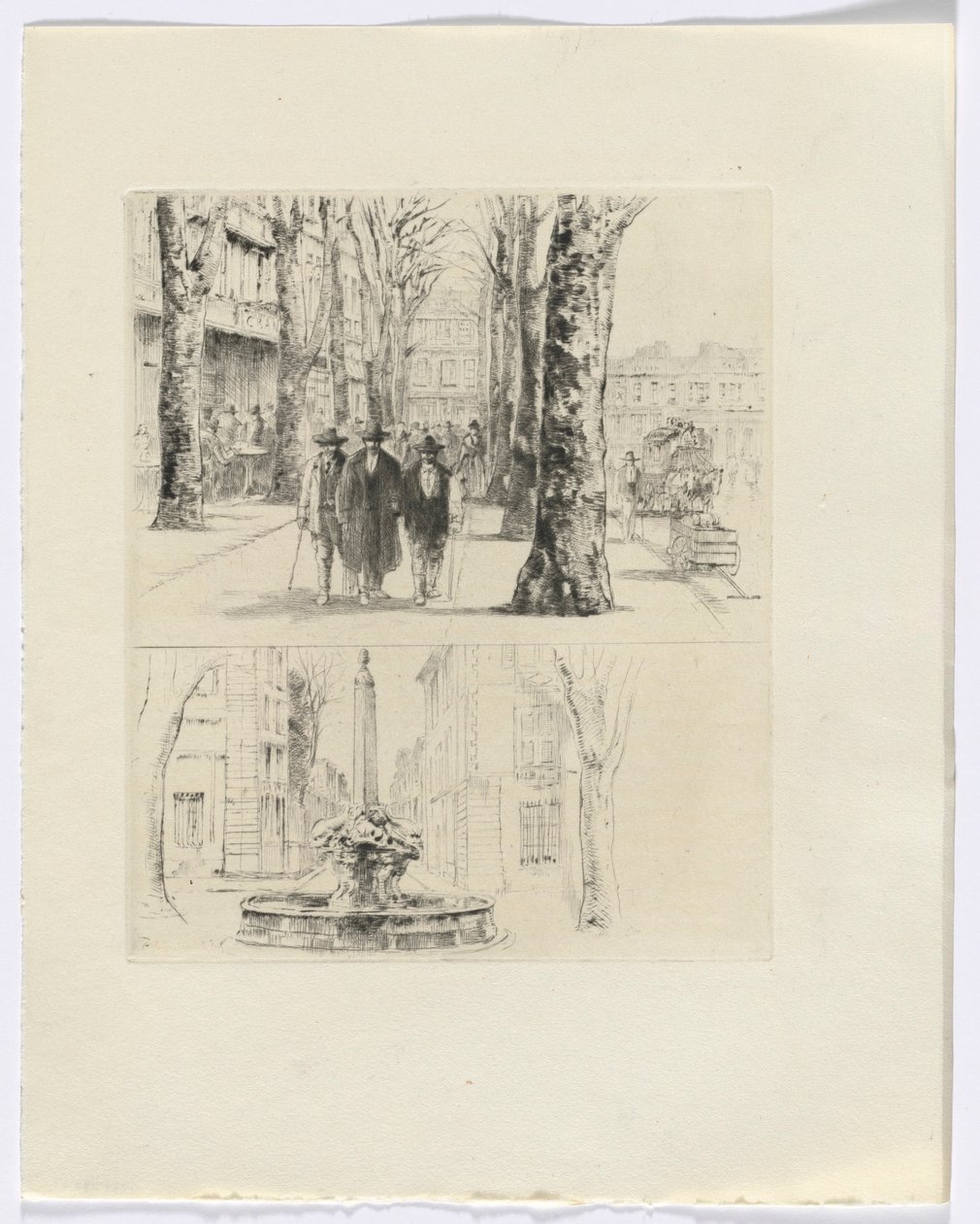 Frédéric Mistral: Memoirs and Stories by Frédéric Mistral: city street scene/fountain (insert after p. 120) by Auguste Brouet