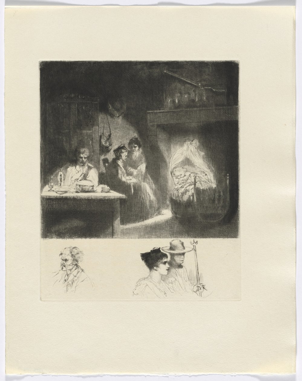 Frédéric Mistral: Memoirs and Stories by Frédéric Mistral: family scene/ bust of three figures (insert after p. 48) by Auguste Brouet
