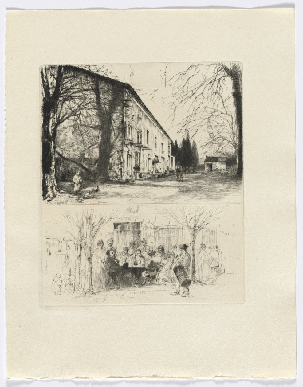 Frédéric Mistral: Memoirs and Stories by Frédéric Mistral: street scene/ people at outdoor table (insert after p. 24) DUPLICATE by Auguste Brouet