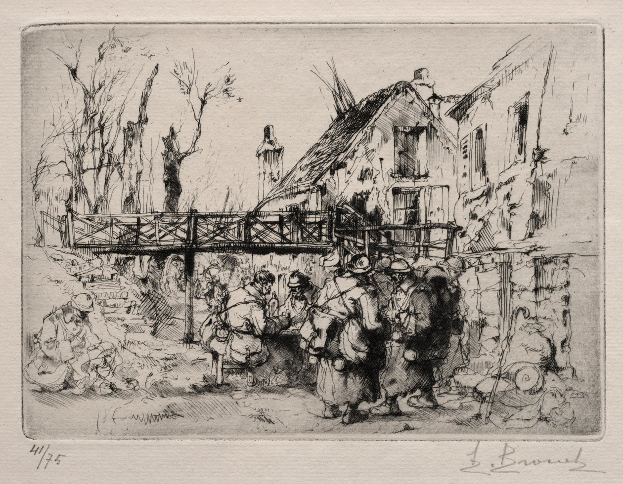 The Halt at the Village by Auguste Brouet