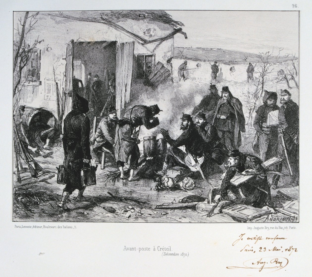 French Advanced Guard Post at Creteil, Siege of Paris, Franco-Prussian War, December 1870 by Auguste Bry