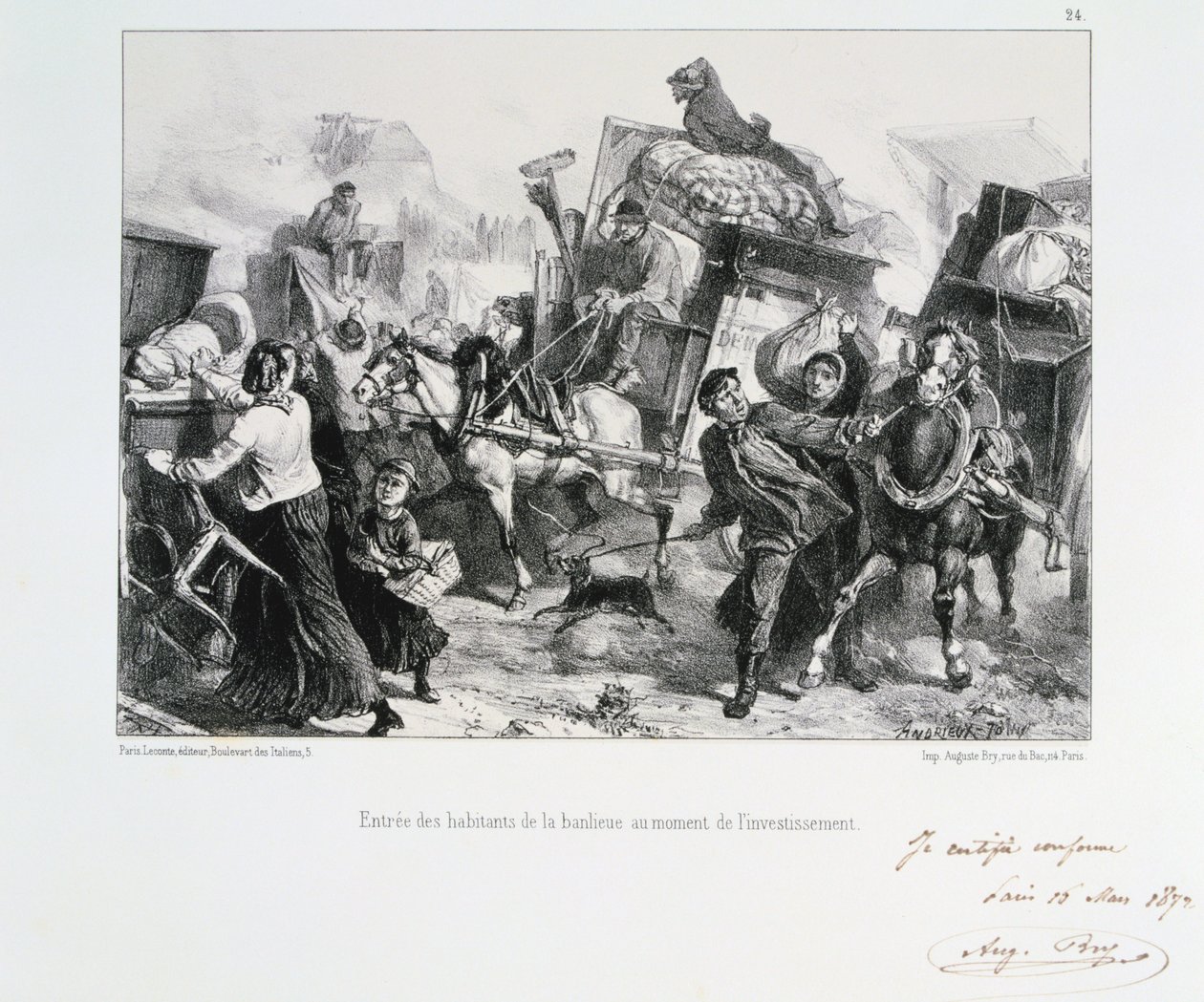 Residents of the Suburbs Arriving in Paris Before the Prussians Besiege the City, 1870-1872 by Auguste Bry