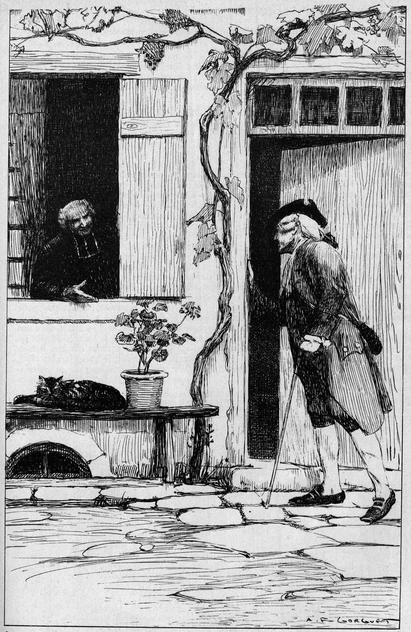 The Parish of the Village of Ermenonville Inviting Jean Jacques Rousseau to Enter His Presbytery by Auguste Francois Gorguet