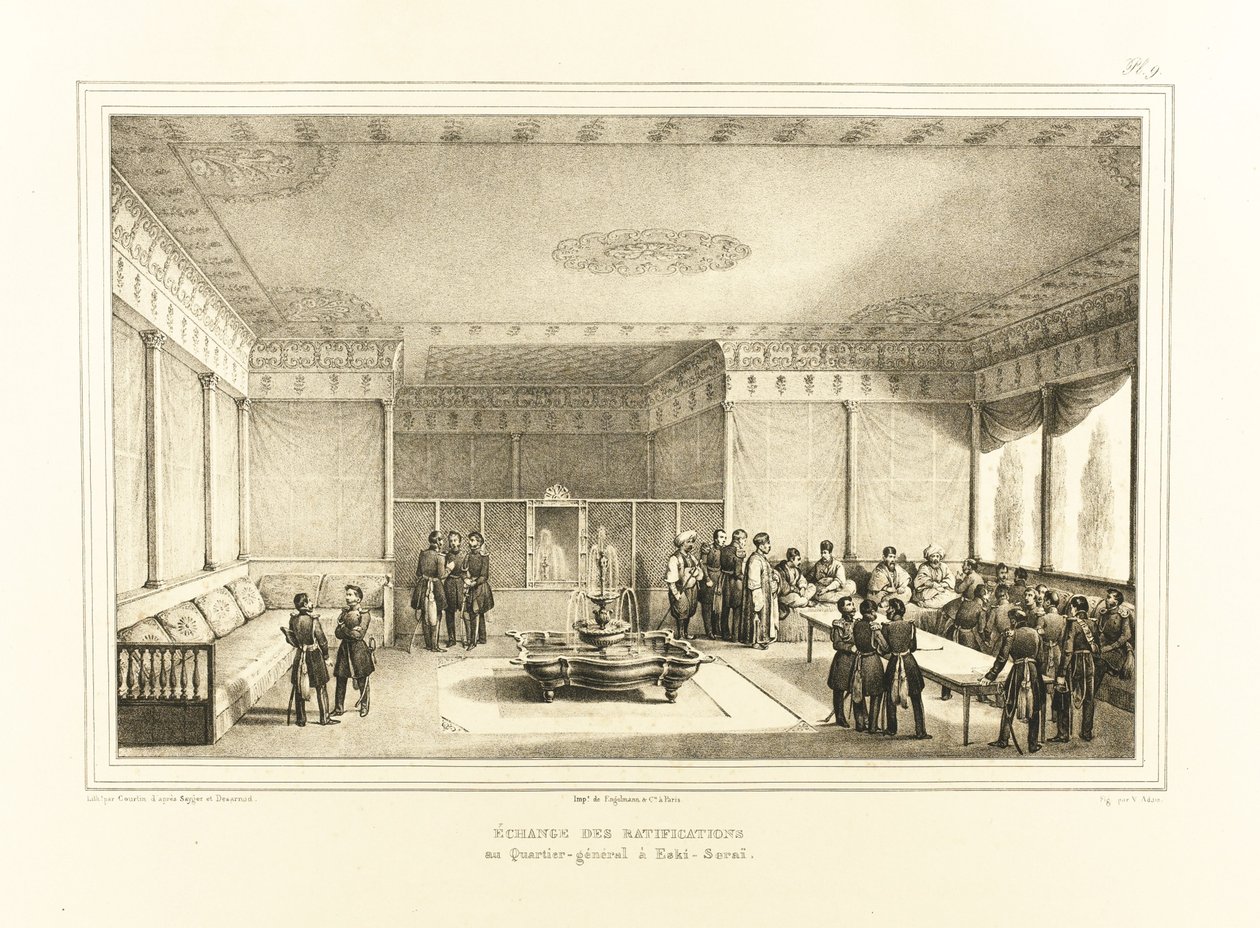 Signing of the Treaty of Adrianople at the Old Palace of Edirne by Auguste Joseph Desarnod