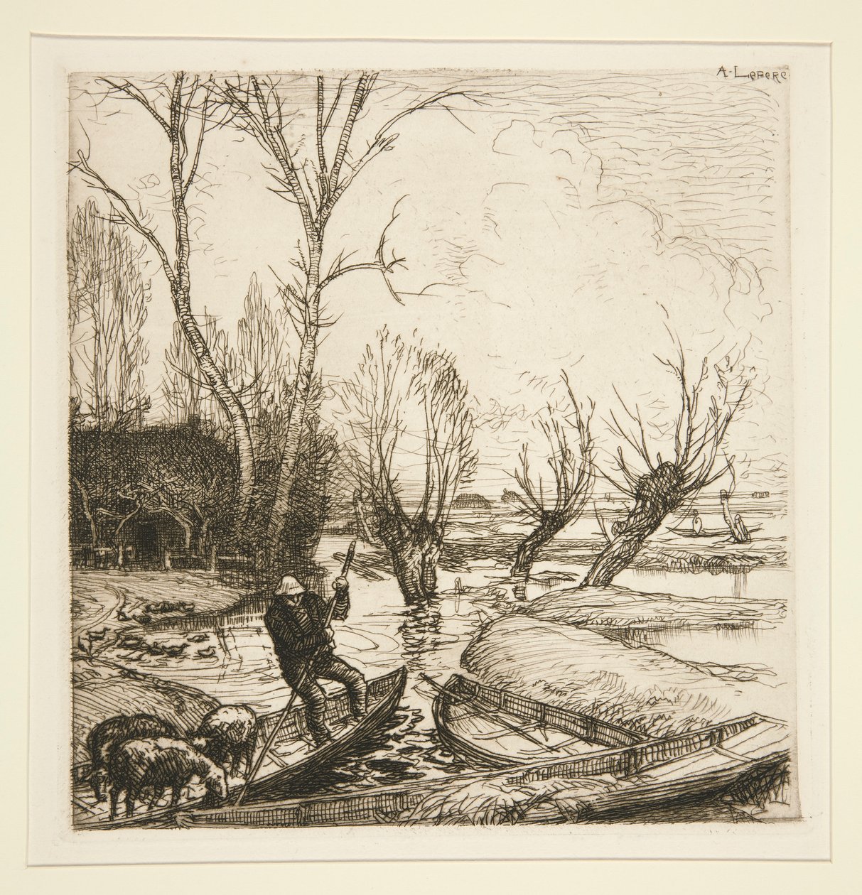 The Flooded Marais - The Shepherd by Auguste Lepere