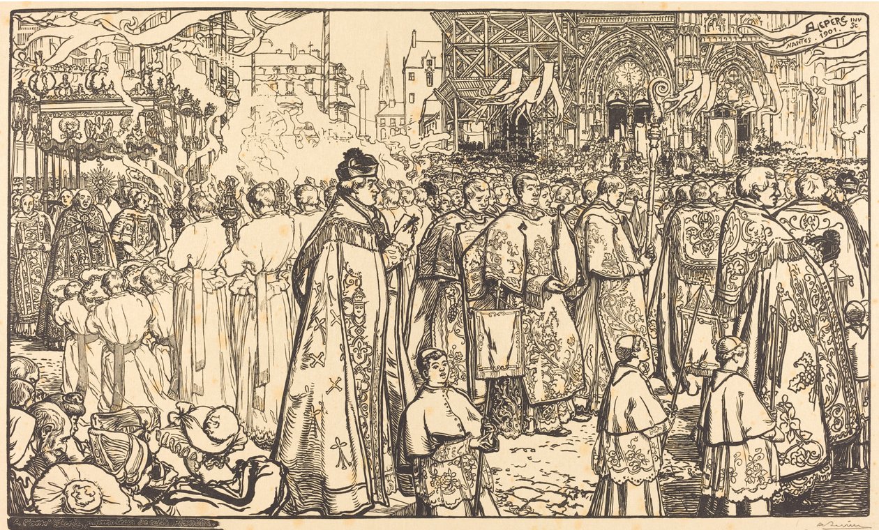Corpus Christi Procession at Nantes by Auguste Lepere