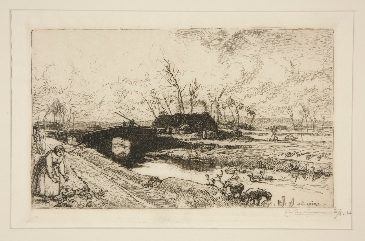 The Little Bridge (Vendee) by Auguste Lepere