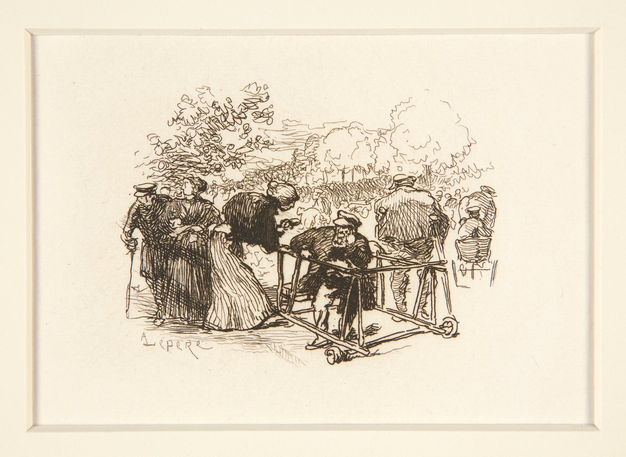 Man in Walker, with Other Figures in a Park by Auguste Lepere