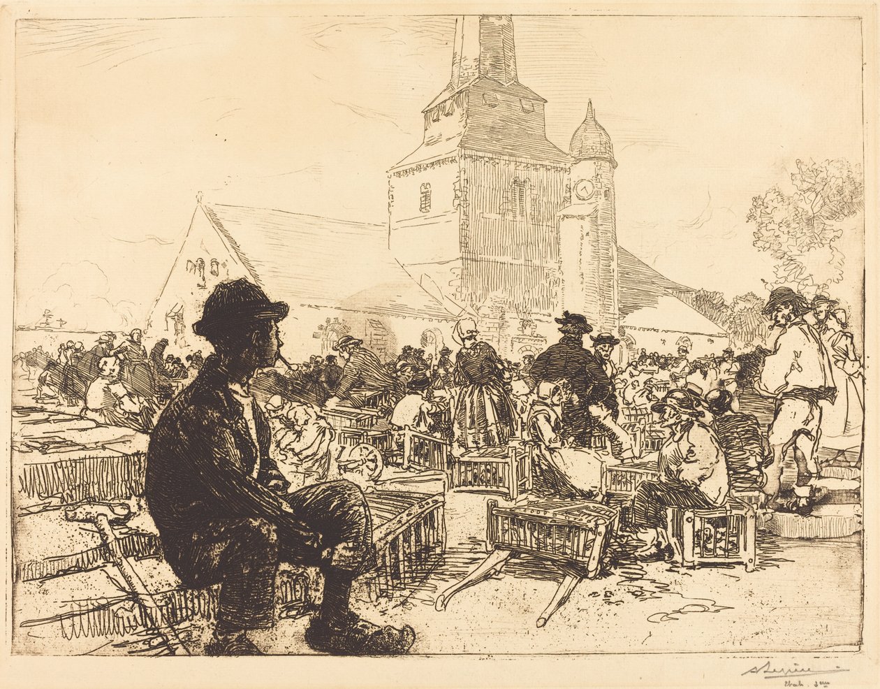 Poultry Market at St.-Jean-de-Mont by Auguste Lepere