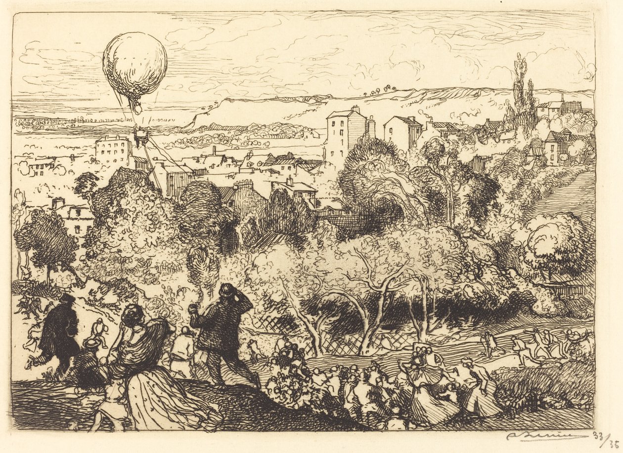The Falling Balloon, in Pre-Saint-Gervais by Auguste Lepere