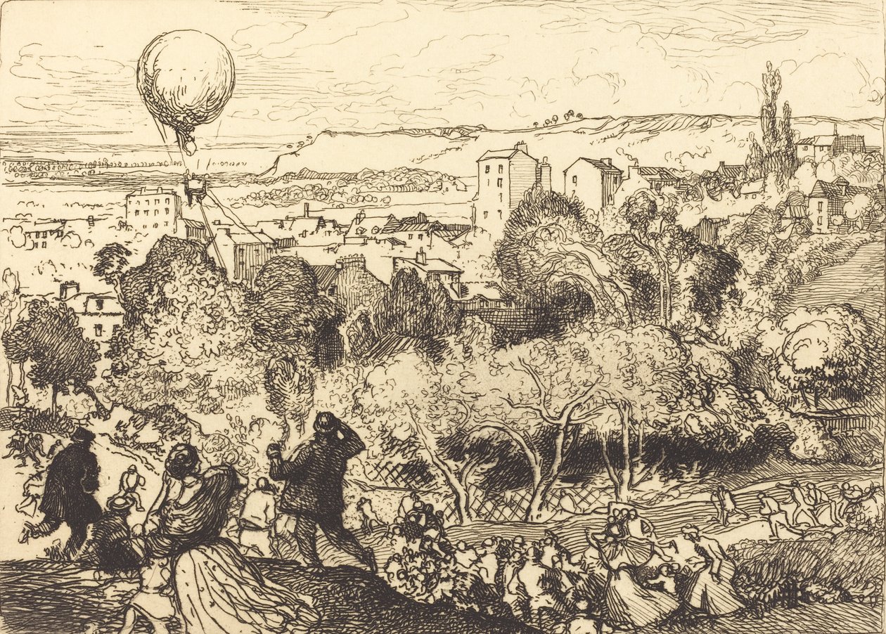 The Falling Balloon, in Pre-Saint-Gervais, 1910 by Auguste Lepere