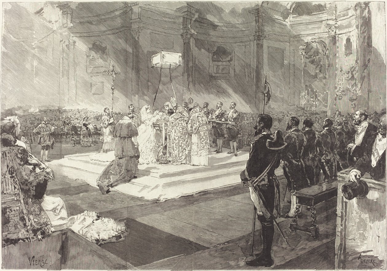 Royal Baptism at the Spanish Court by Auguste Lepère after Daniel Vierge