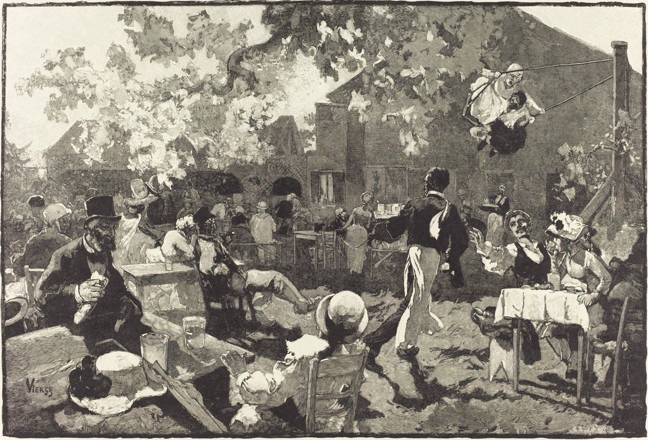 The Cabaret of the Grouse at the Bois de Meudon by Auguste Lepère after Daniel Vierge