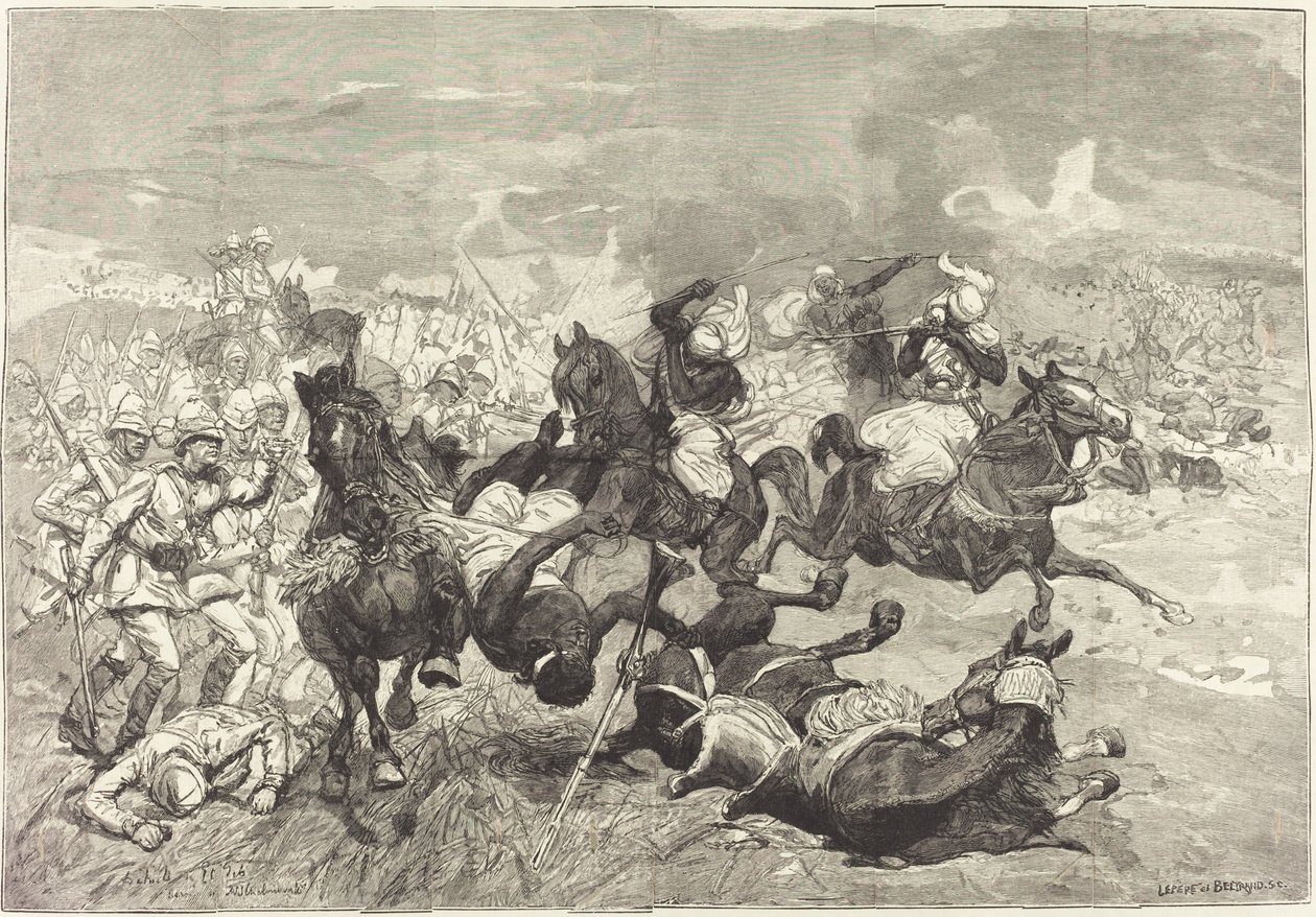 In Sudan: Battle of El-Teb by Auguste Lepère and Jacques Beltrand after Józef Chelmonski